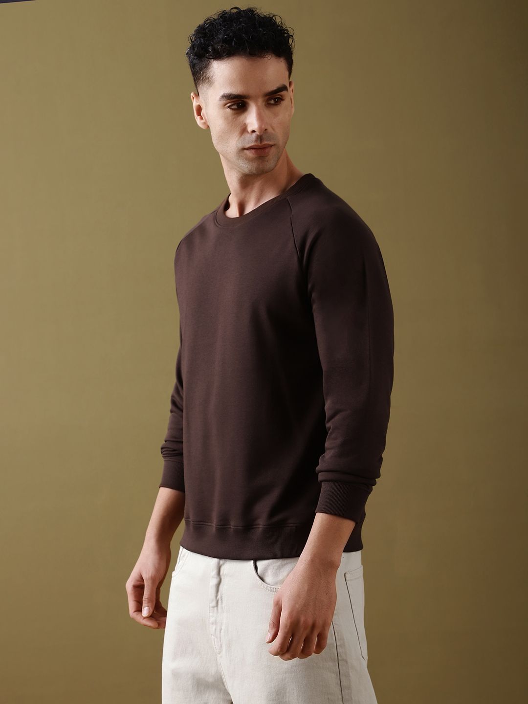 DILLINGER Men Solid Ultra Soft Drapey Cotton Raglan T-Shirt
