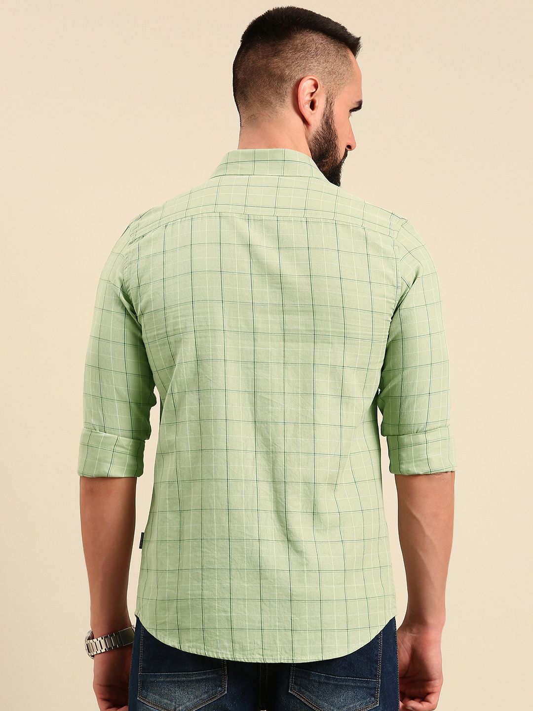 Being Human Pure Cotton Slim Fit Checked Casual Shirt