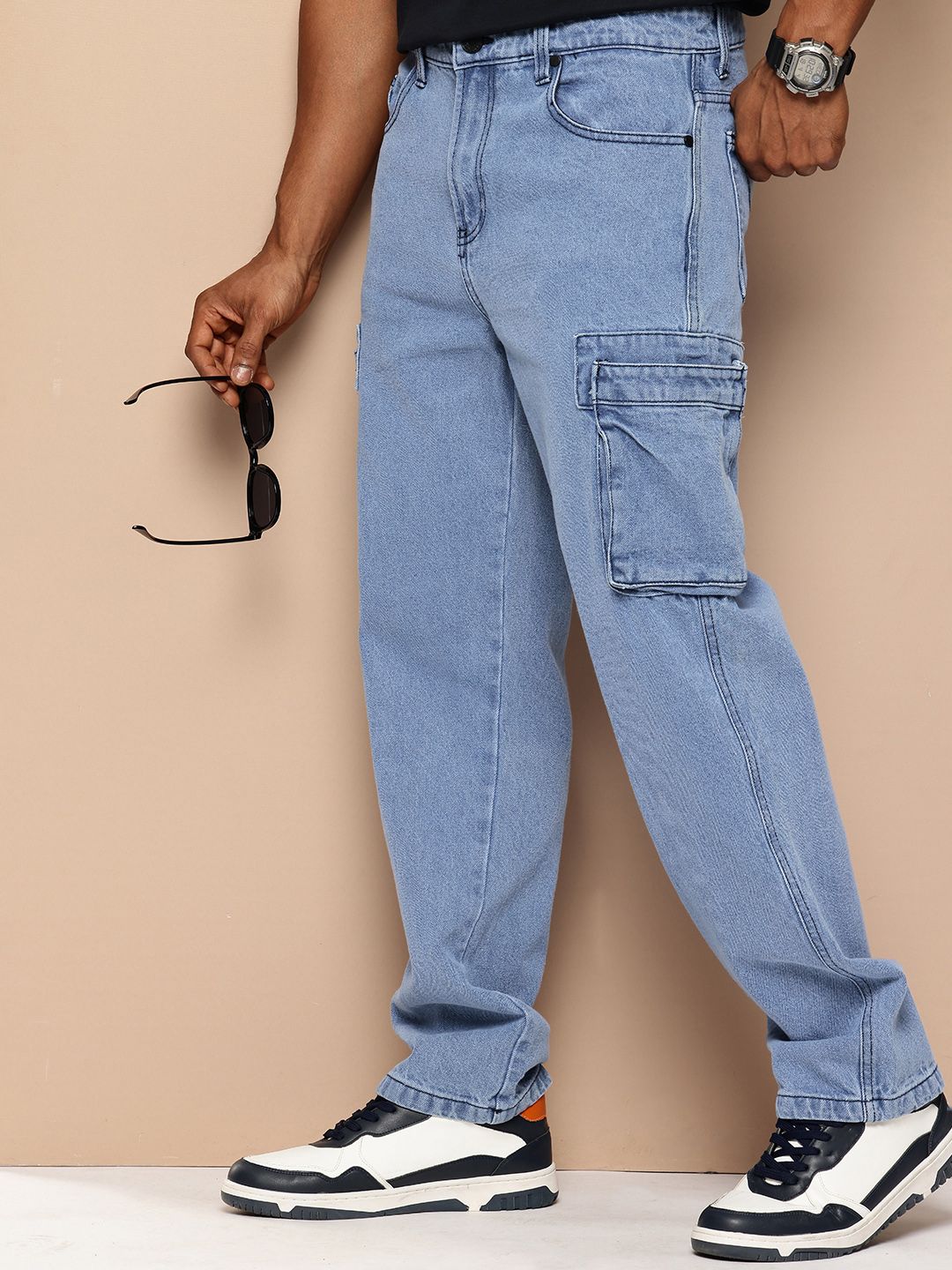 Bene Kleed Men Pure Cotton Straight Fit Cargo Style Jeans