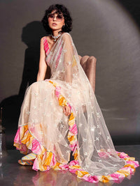 Tikhi Imli Mirror Work Net Saree