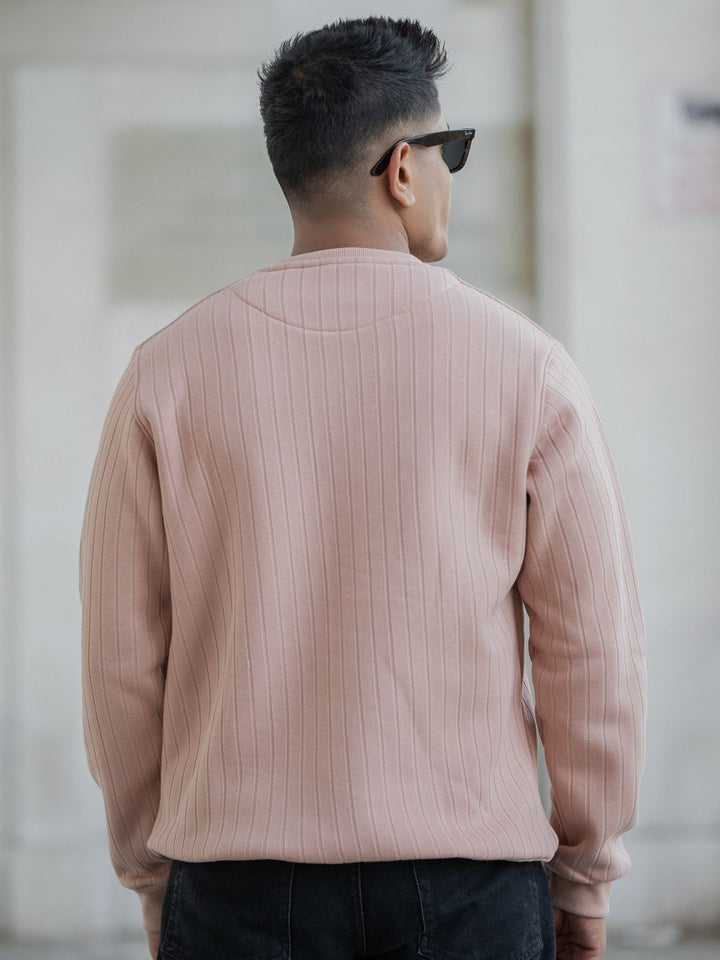 Powerlook Men Self Design Henley Neck Sweatshirt