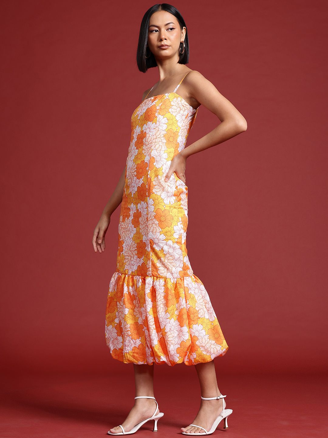 all about you Floral Print Drop-Waist Midi Dress