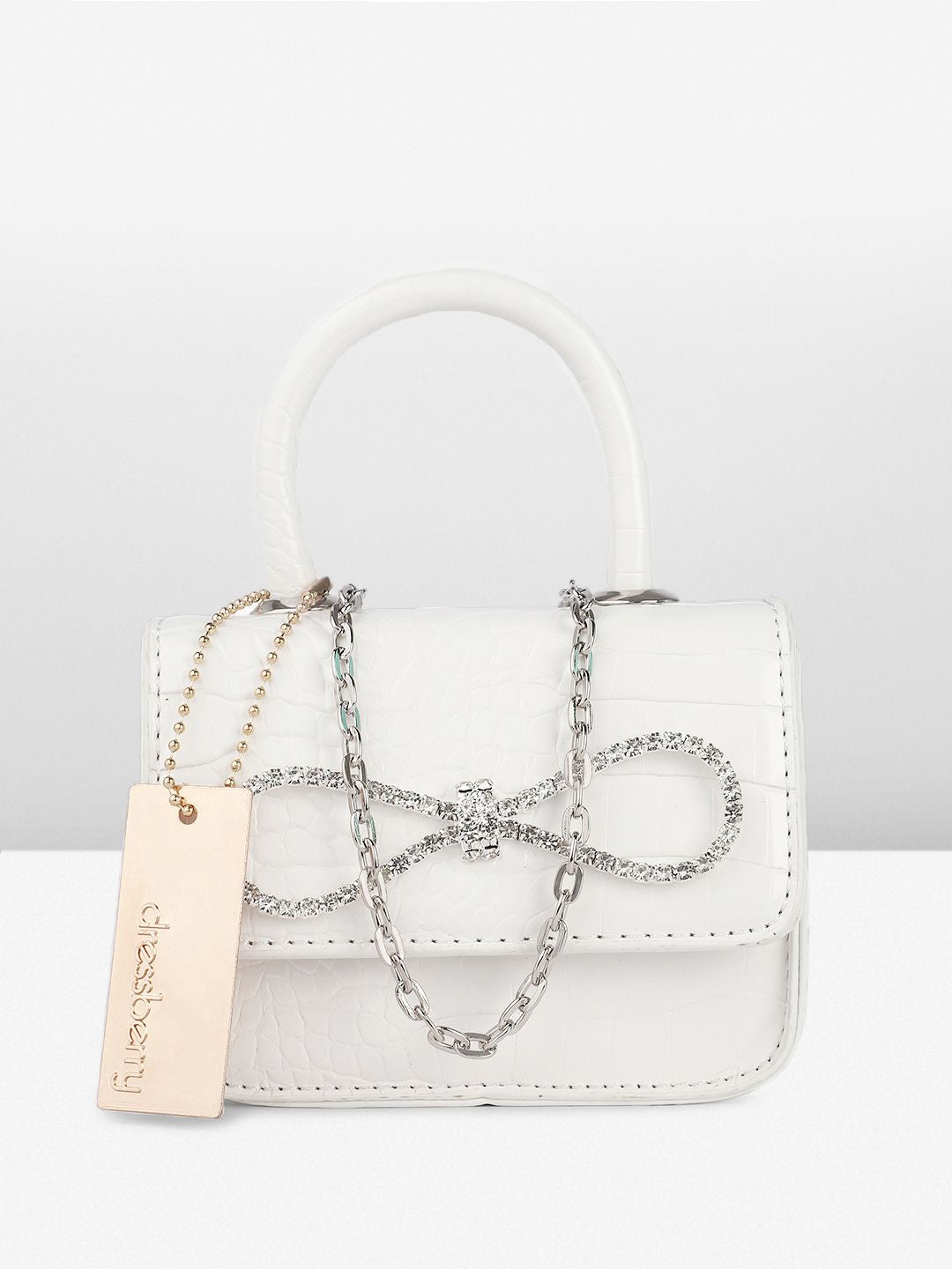 DressBerry Textured Miniature Satchel Bag With Embellished