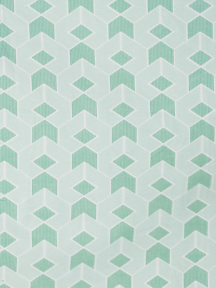 KLOTTHE Green Geometric Cotton 300 TC King Fine Bedsheet with 2 Pillow Covers-250 x 220 cm