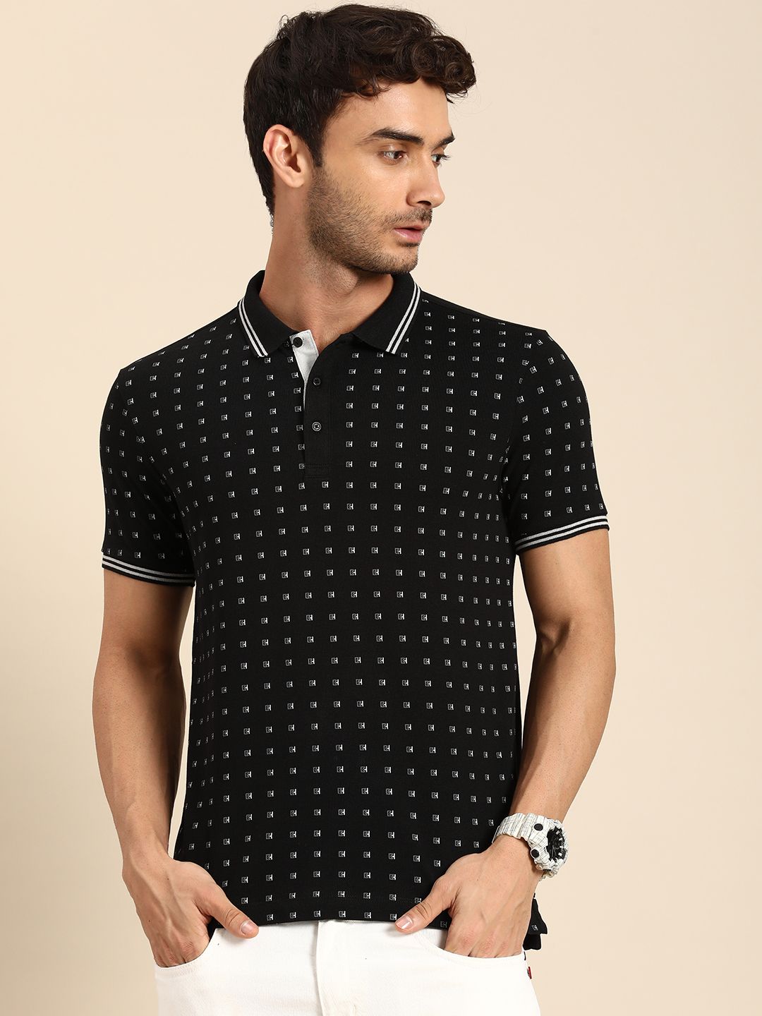 Being Human Pure Cotton Brand Logo Printed Polo Collar Casual T-shirt