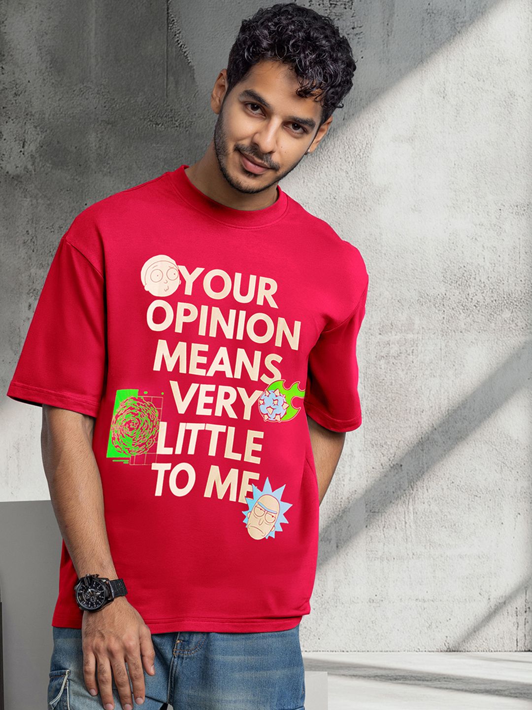Bewakoof Official Rick And Morty Merchandise Pure Cotton Typography Oversized T-Shirt