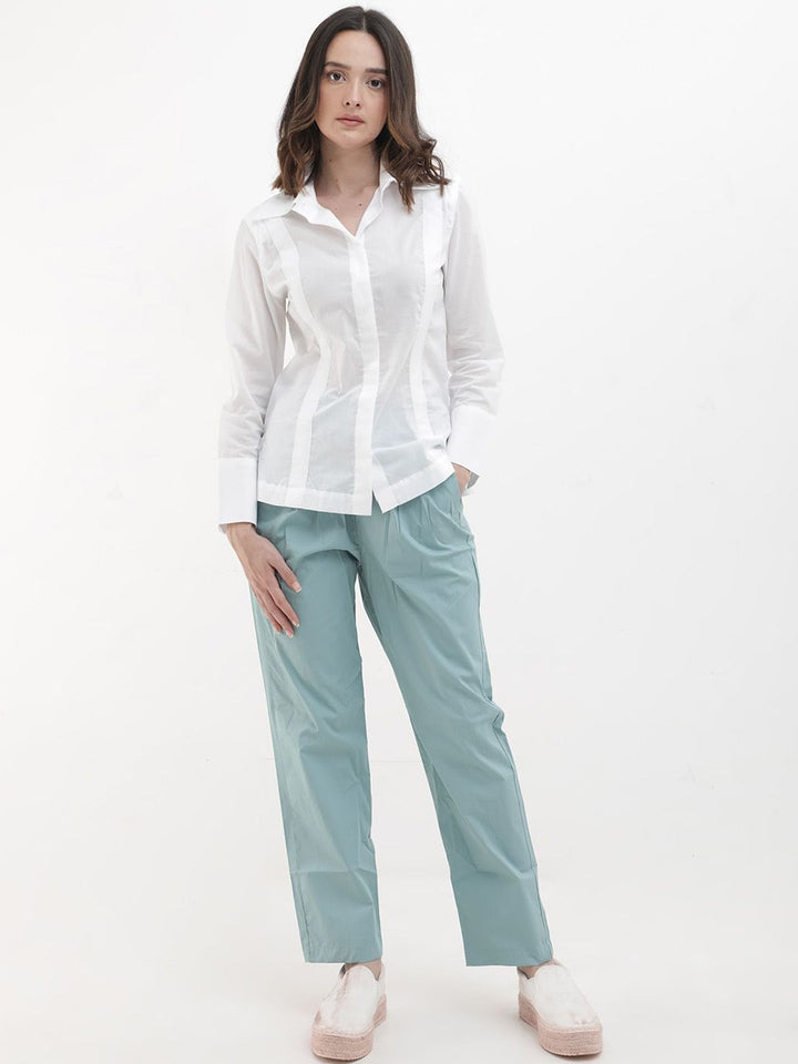 RAREISM Women Tailored High-Rise Cotton Parallel Trousers