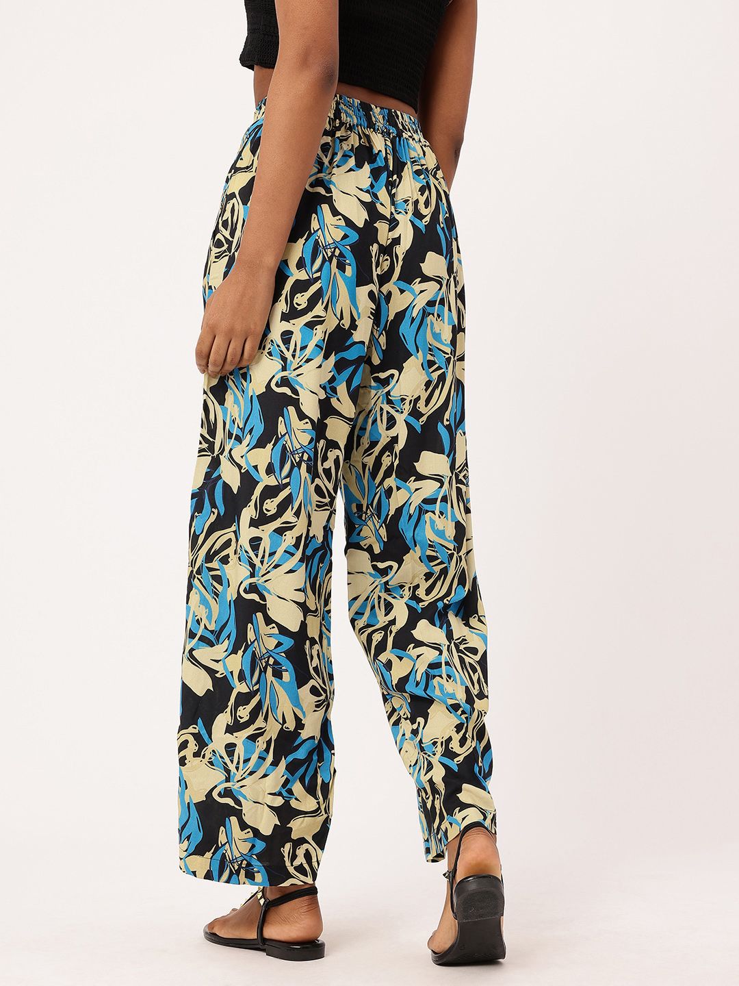 DressBerry Women All Over The Place Mighty Florals Wide Leg Flared Trousers