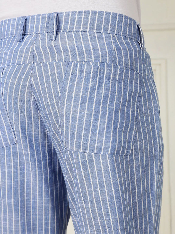 Thomas Scott Men Striped Straight Fit Trousers