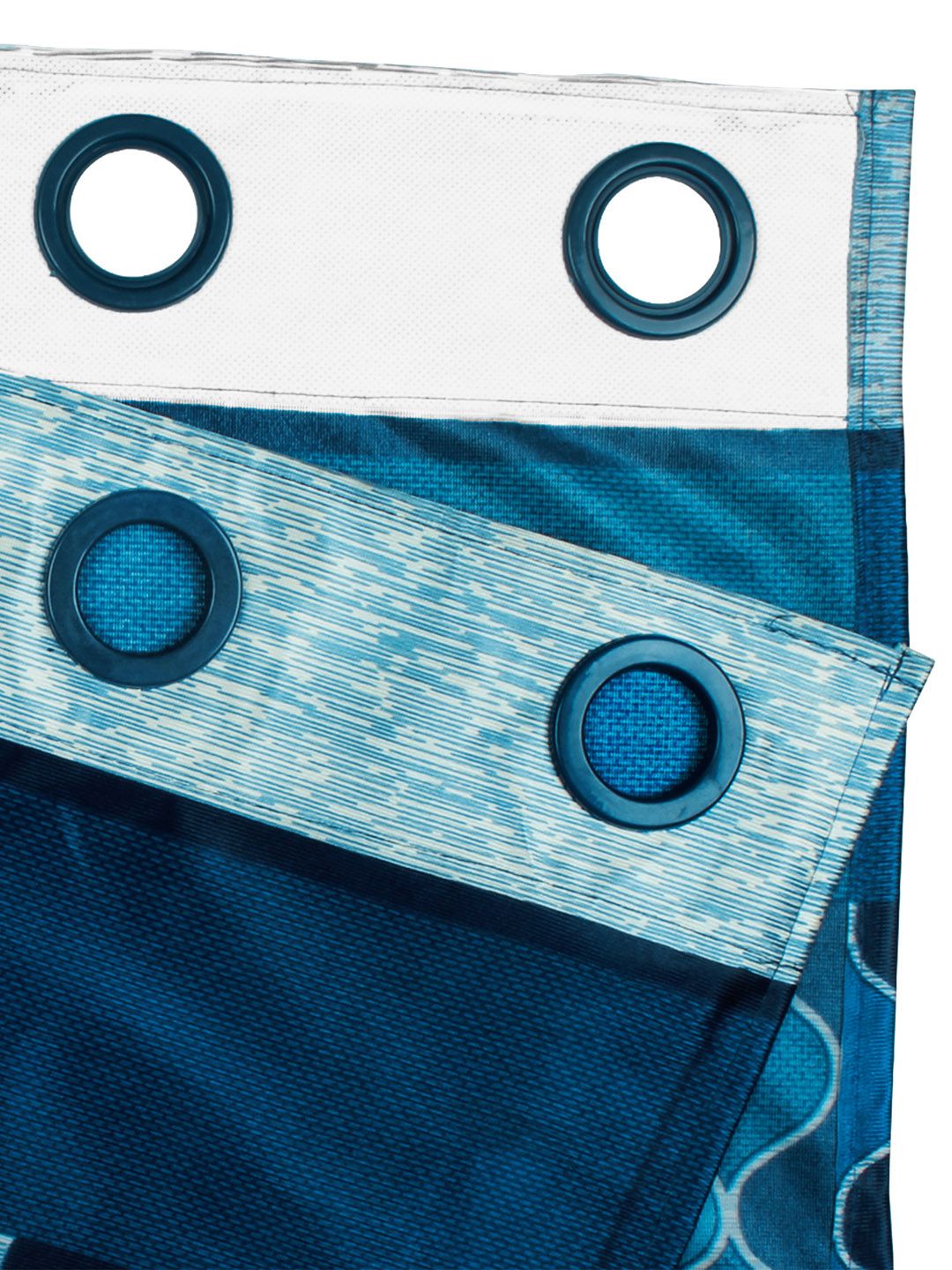 Story@home Blue & Grey 2 Pieces Geometric Window Curtain