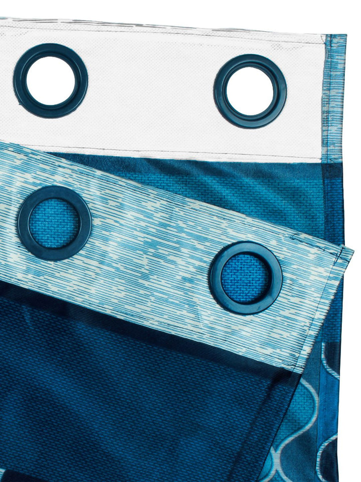 Story@home Blue & Grey 2 Pieces Geometric Window Curtain