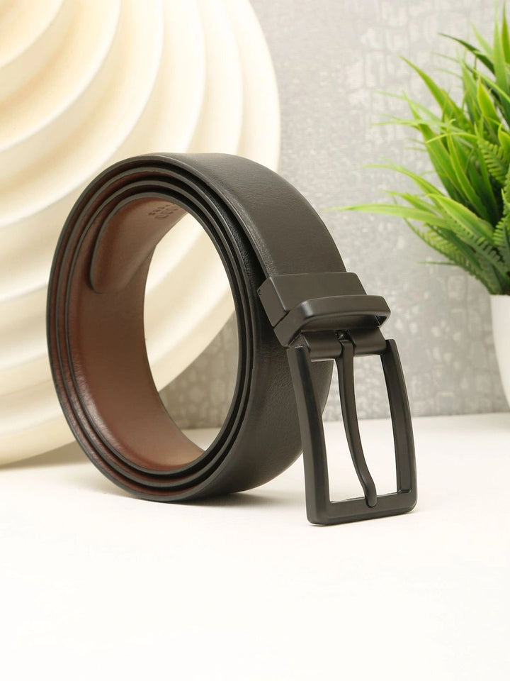 Teakwood Leathers Men Textured Leather Reversible Belt