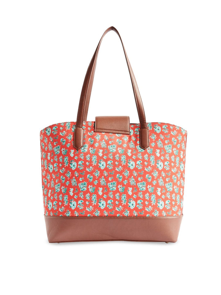 TEAL BY CHUMBAK Floral Printed Oversized Shopper Shoulder Bag