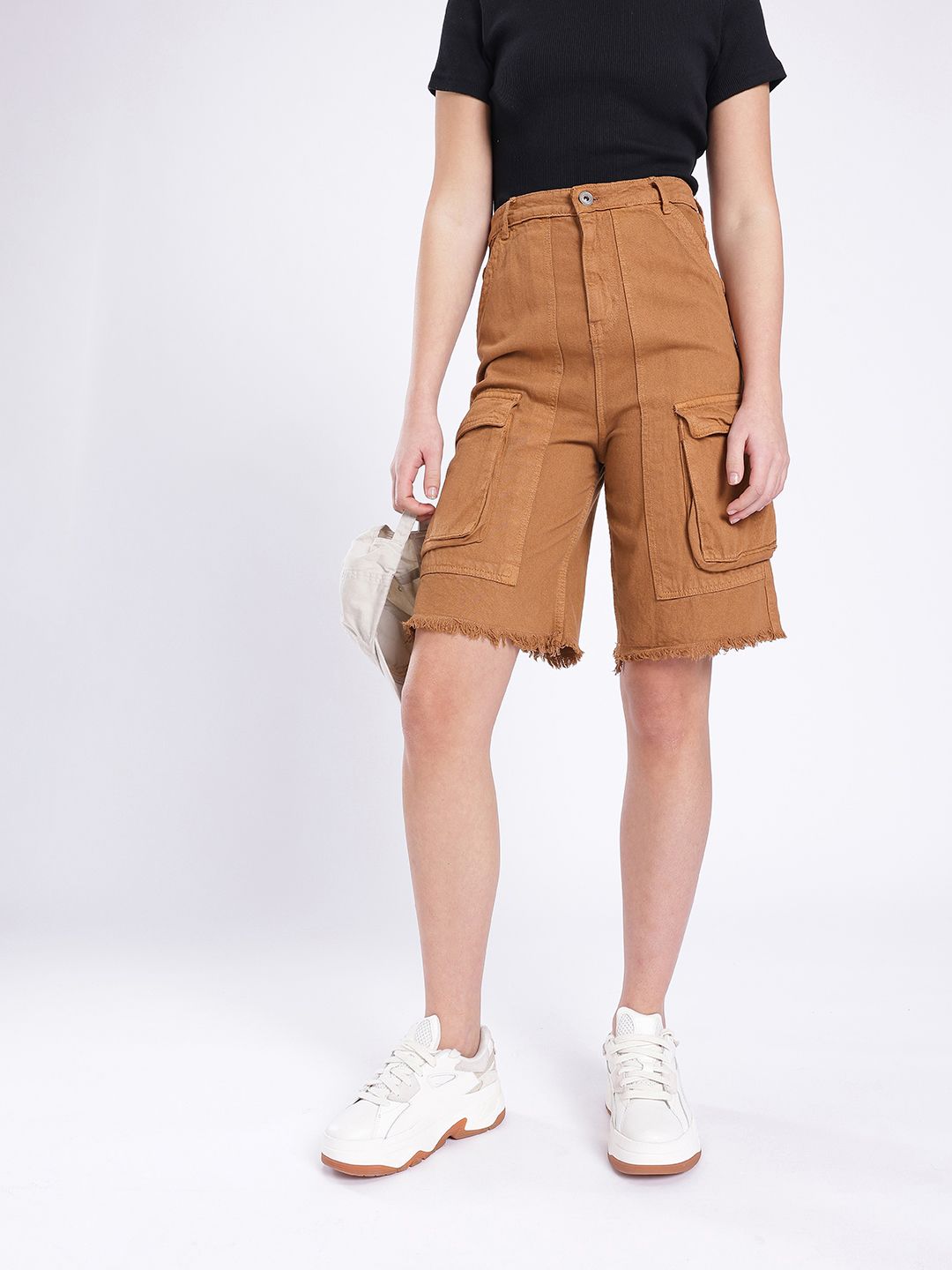 DressBerry Women City Swagger Denim Cargo Shorts