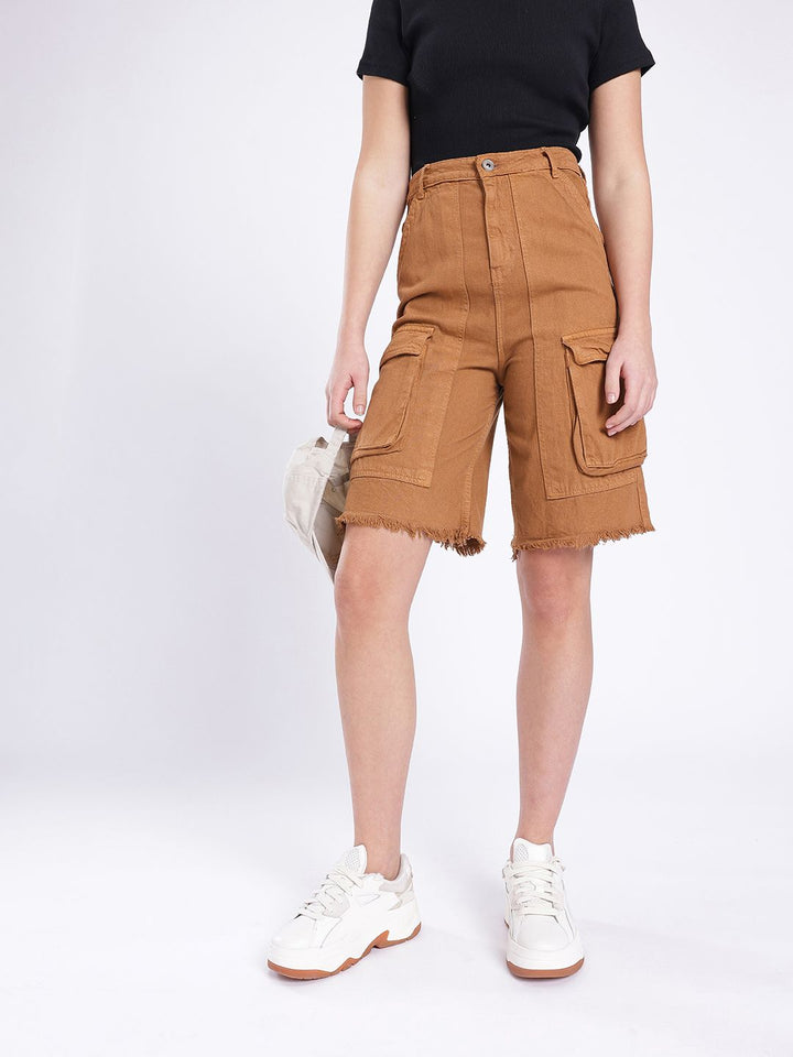 DressBerry Women City Swagger Denim Cargo Shorts