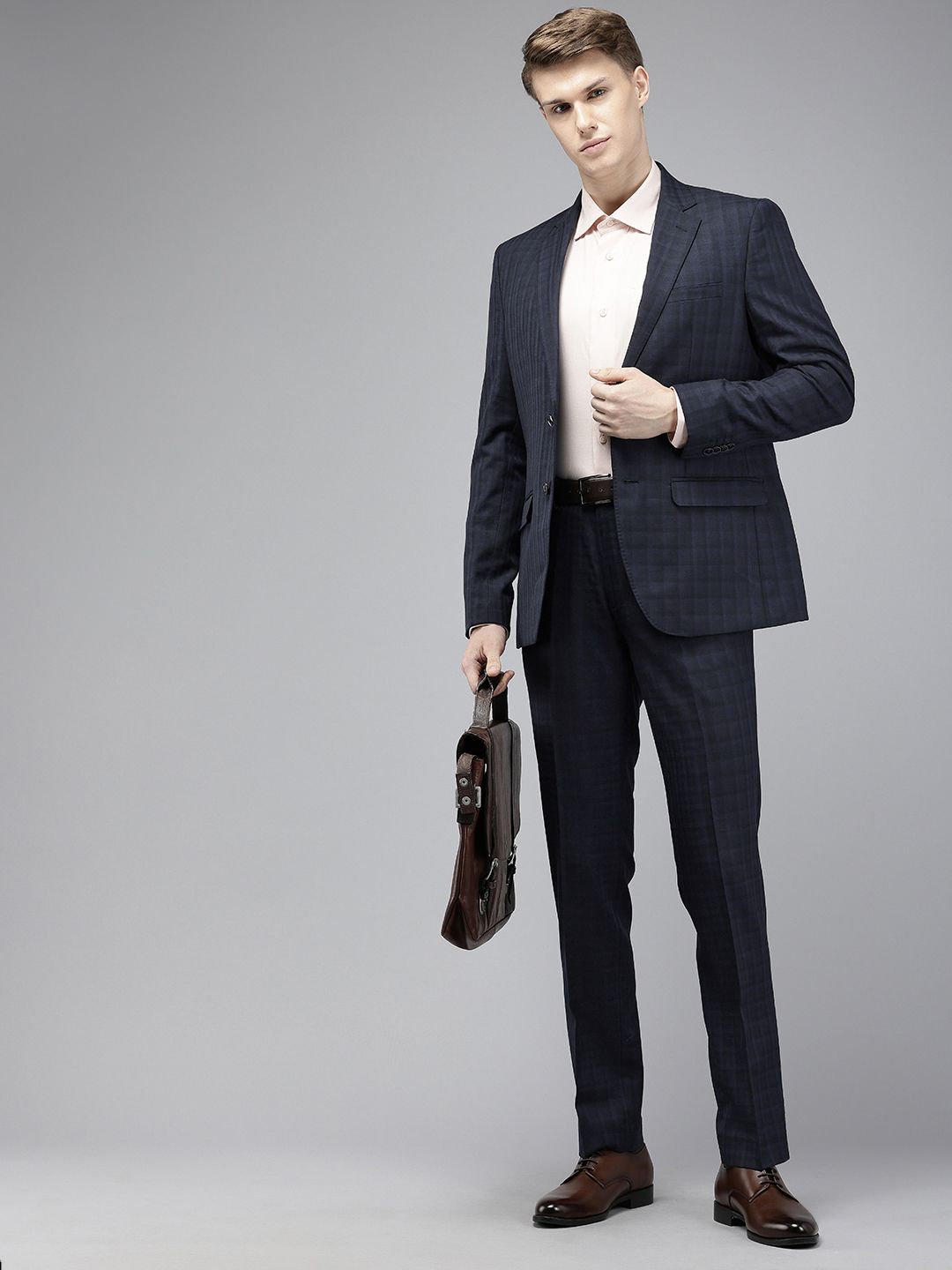 Park Avenue Checked Slim Fit 2 Piece Formal Suit
