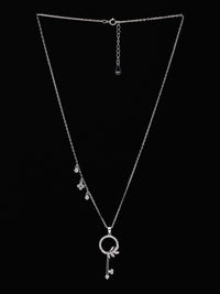 PRIONI 925 Sterling Silver Kalung Kunci Bersalut Rhodium CZ