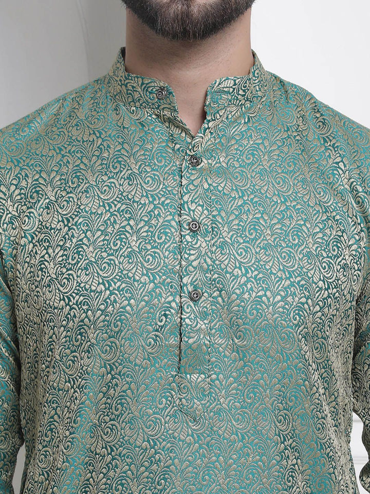 SOJANYA Men Ethnic Motifs Jacquard Silk Cotton Kurta