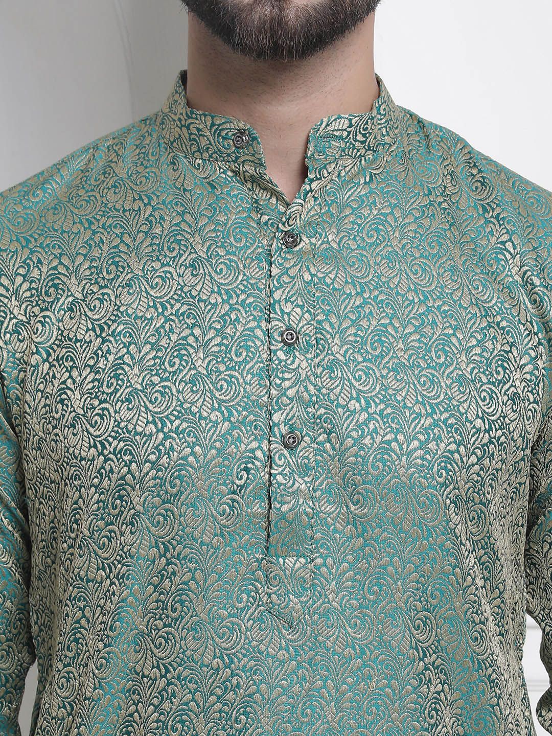 SOJANYA Men Ethnic Motifs Jacquard Silk Cotton Kurta