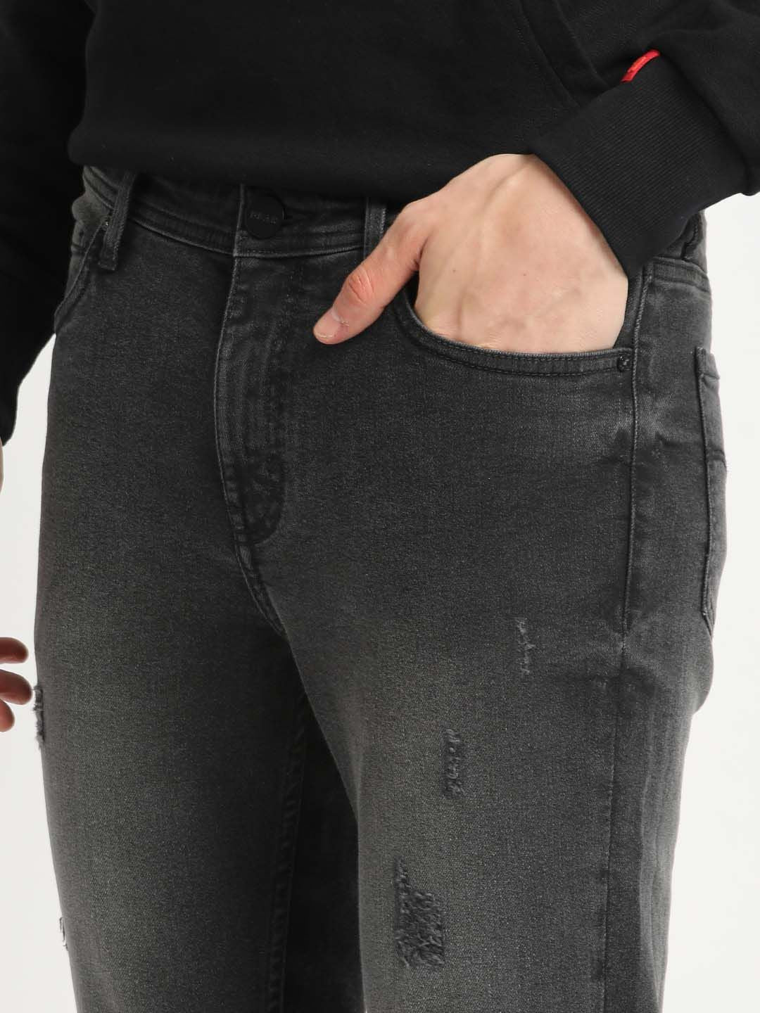 THE BEAR HOUSE Men Skinny Fit Mildly Distressed Heavy Fade Stretchable Jeans