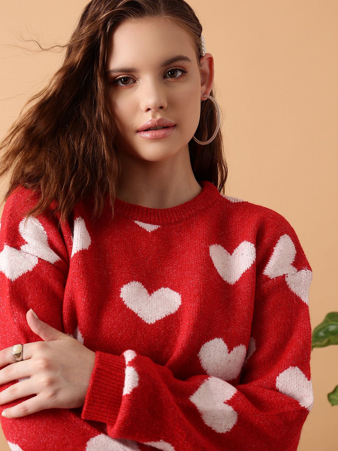 STREET 9 Conversational Printed Acrylic Pullover Sweater