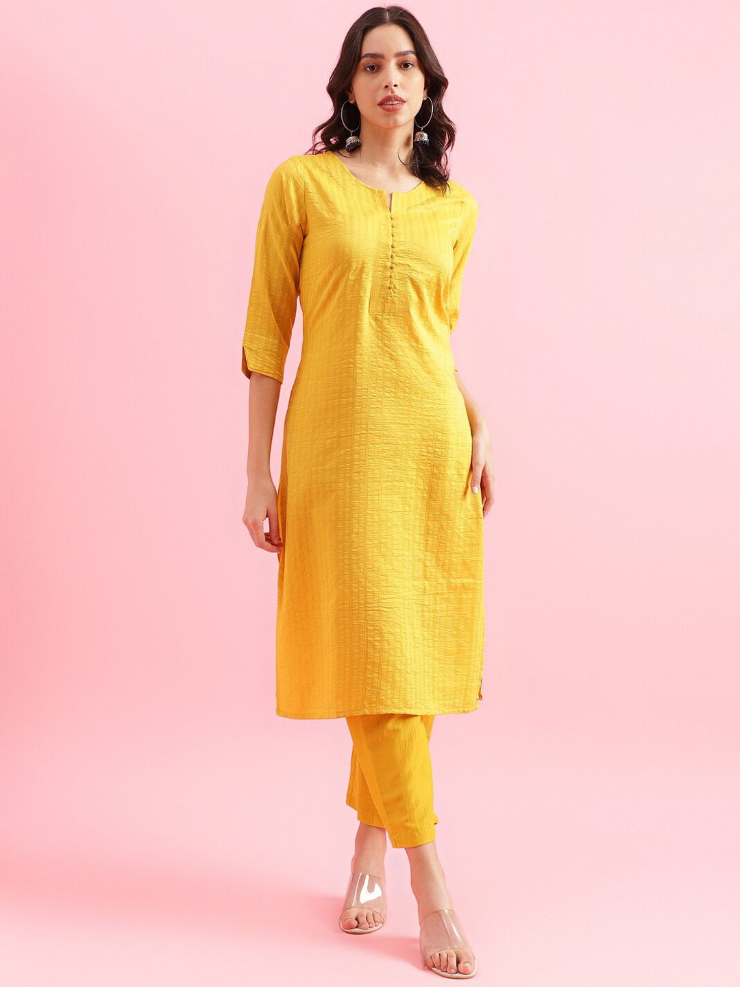 KALINI Striped Straight Kurta with Trousers