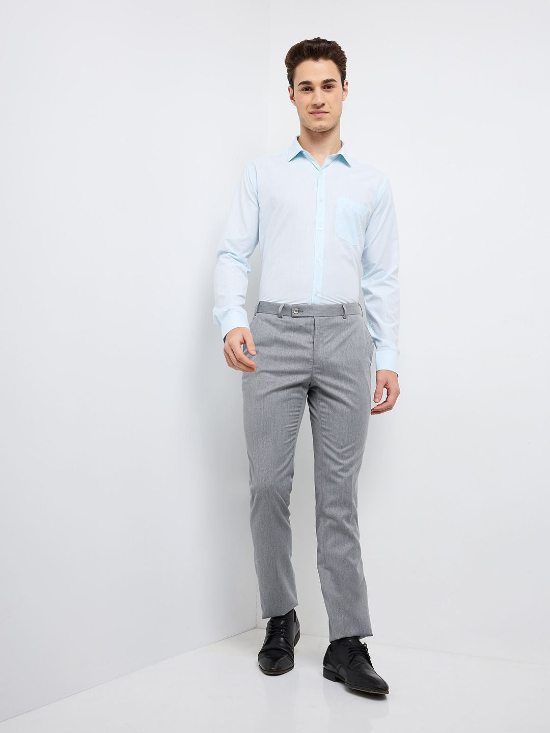 Raymond Men Slim Fit Low-Rise Formal Trousers