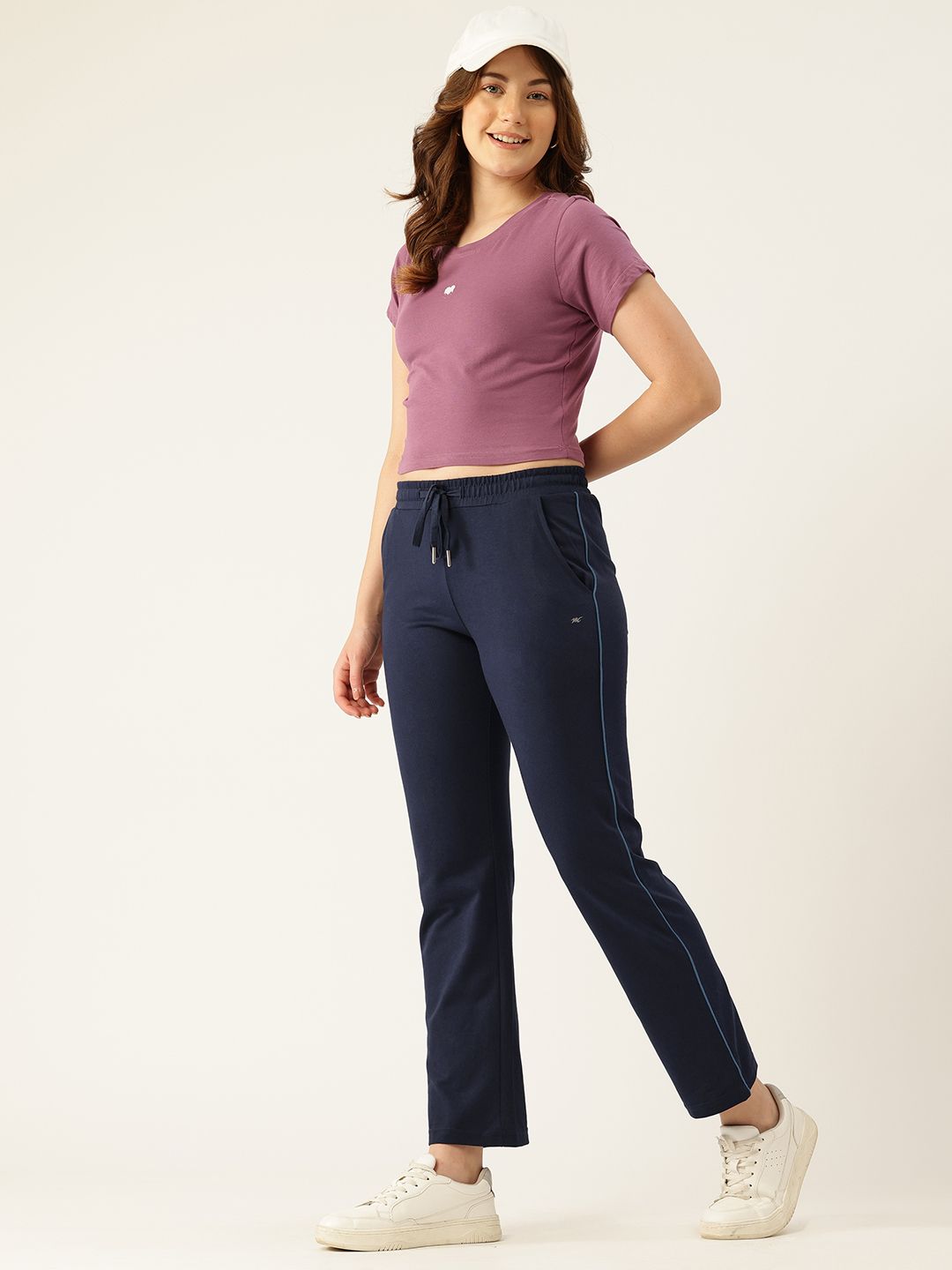 Monte Carlo Women Mid-Rise Regular Fit Track Pants with Contrast Piping