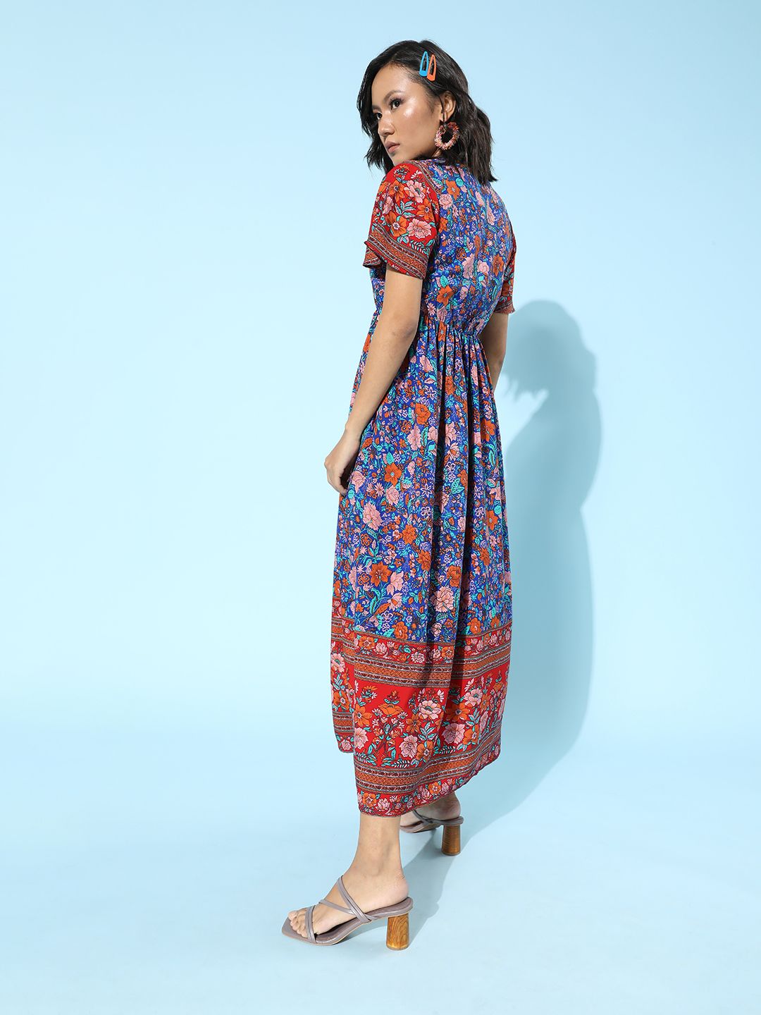 Berrylush Women Stunning Blue Floral Fantasy Dress
