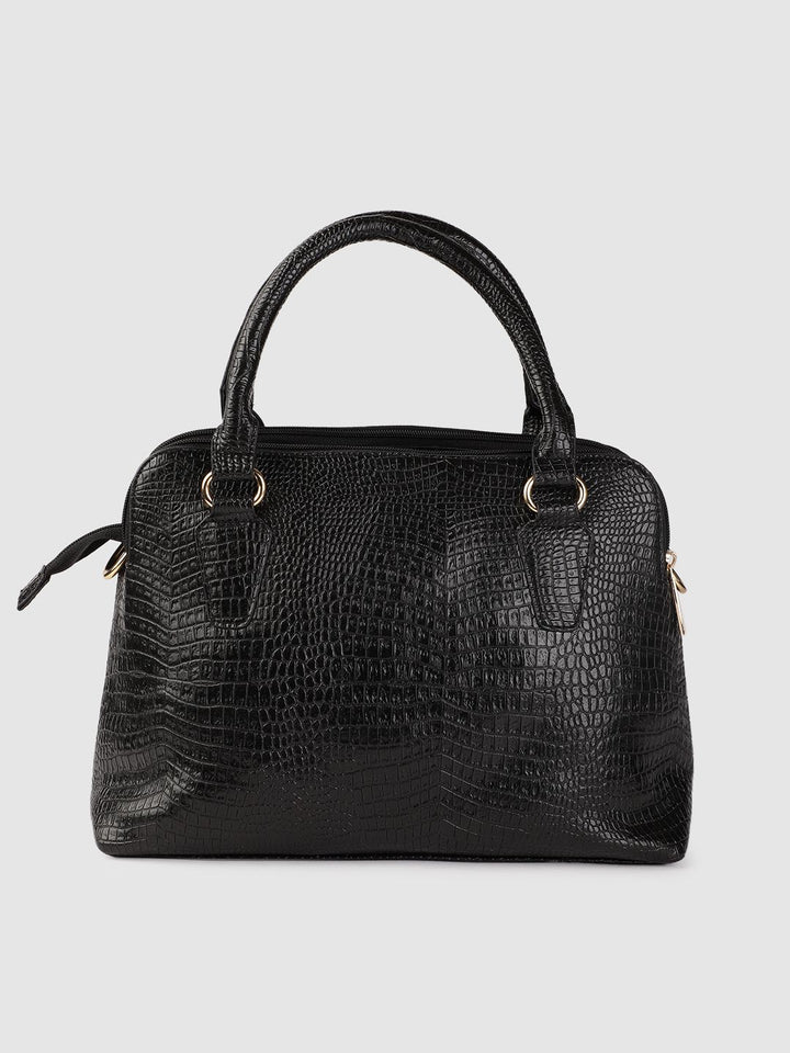 Lino Perros Black Croc Textured Handheld Bag