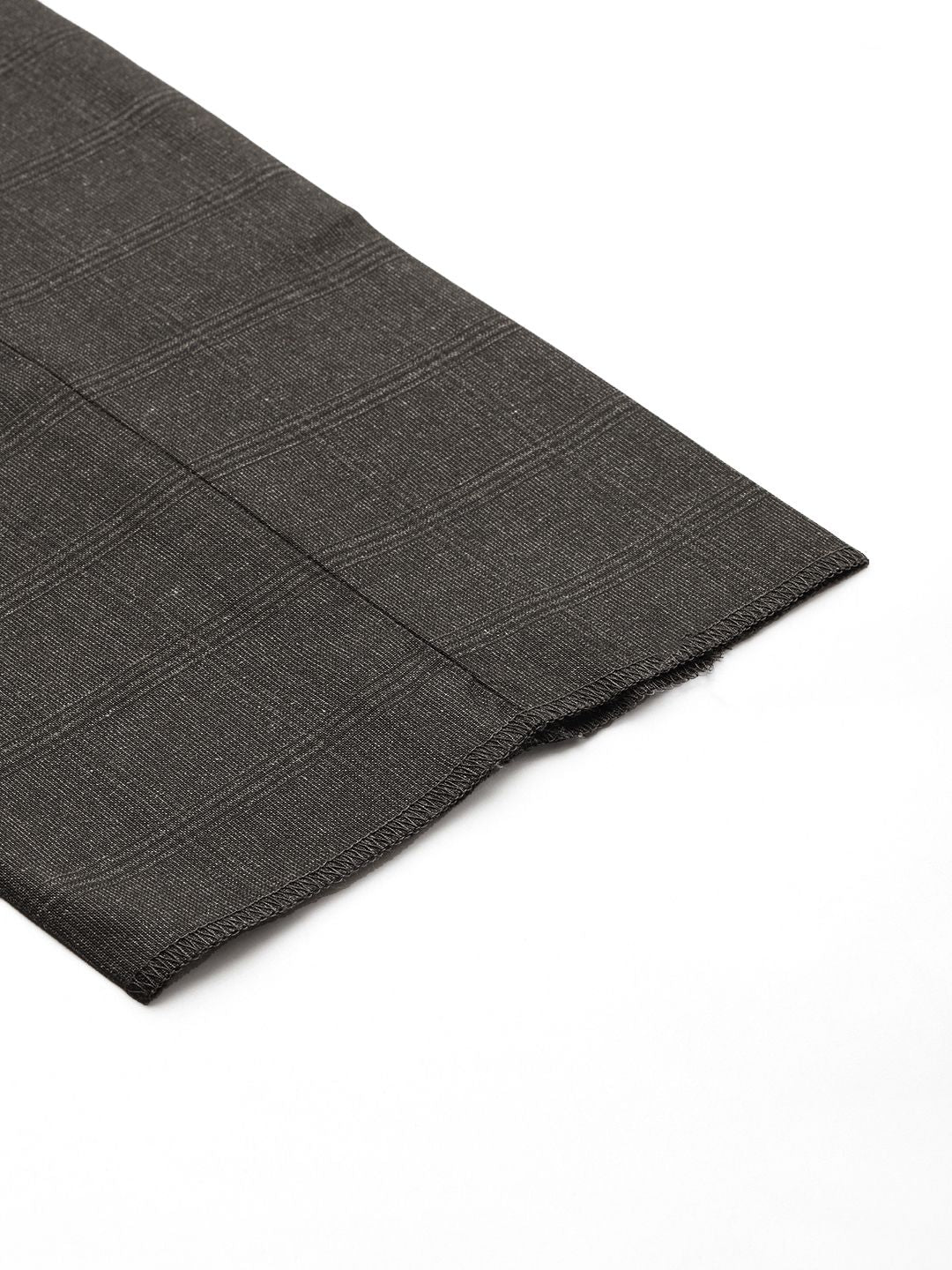 Raymond Men Checked Flat Front Slim Fit Formal Trousers
