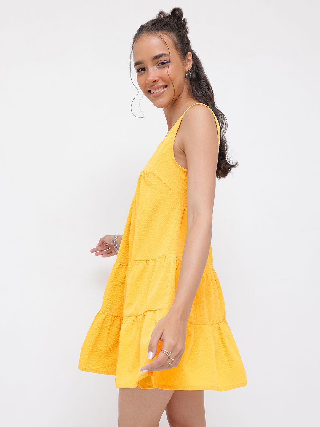 DressBerry Summer Sparkle Seersucker Tiered A-Line Dress