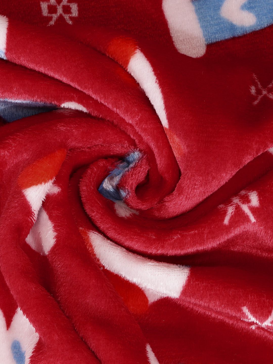 KLOTTHE Red Printed 300 TC Woolen Single Bedsheet With 1 Pillow Cover