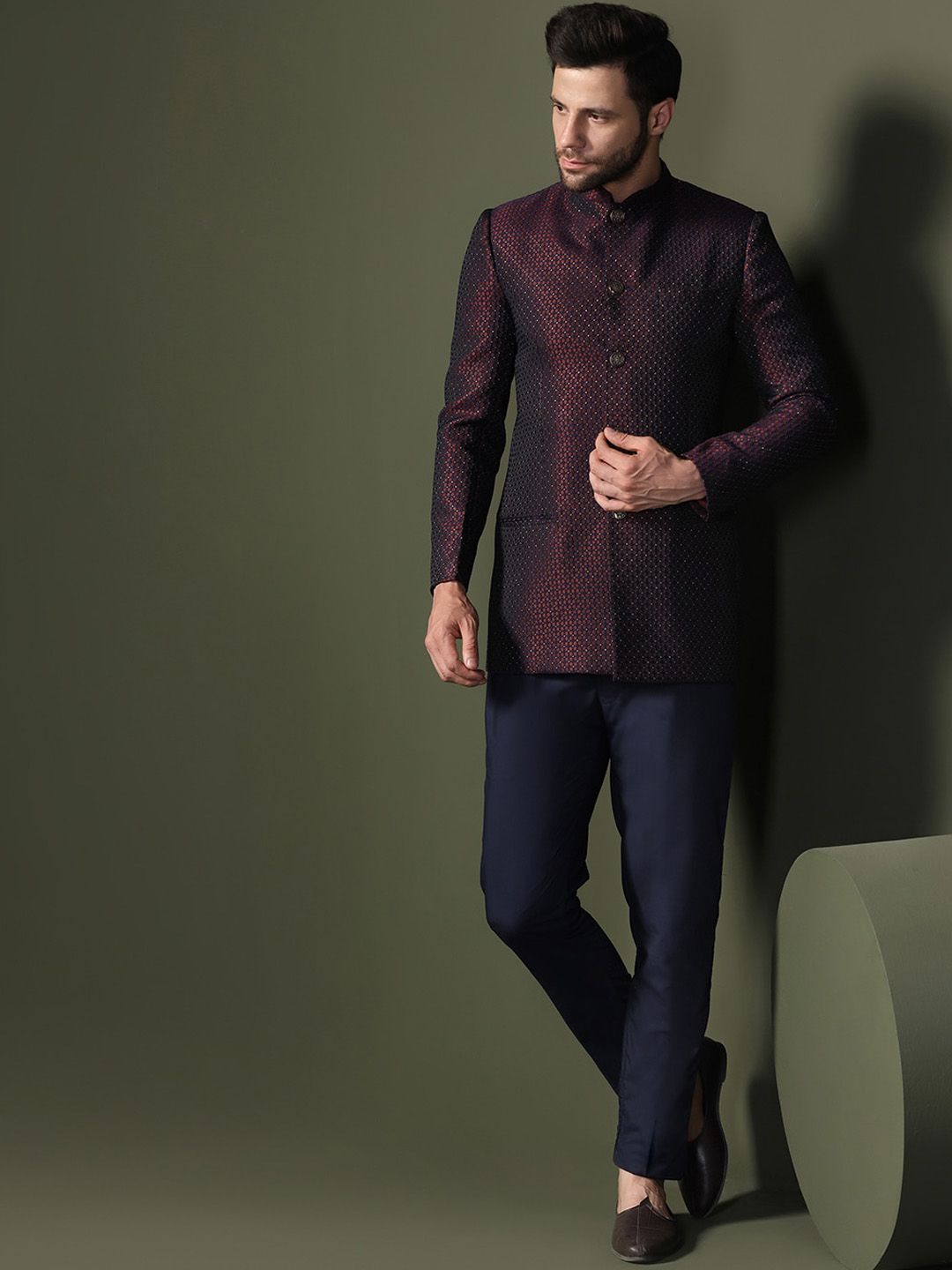 KeSH lelaki reka bentuk diri Slim Fit Jodhpuri Bandhgala Blazer
