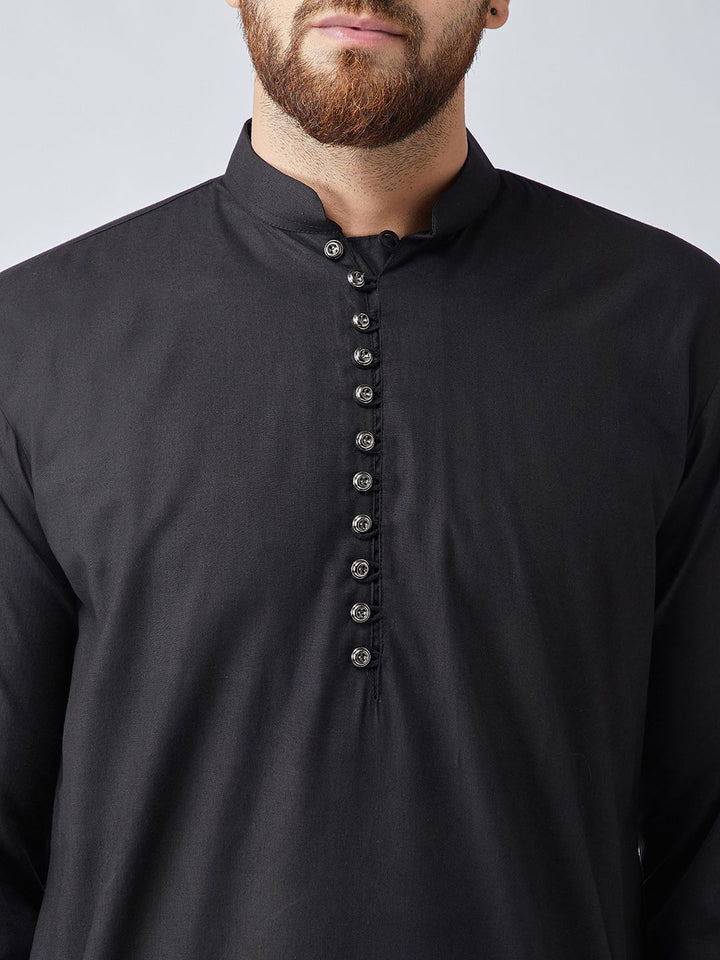 SOJANYA Men Black Solid Straight Kurta