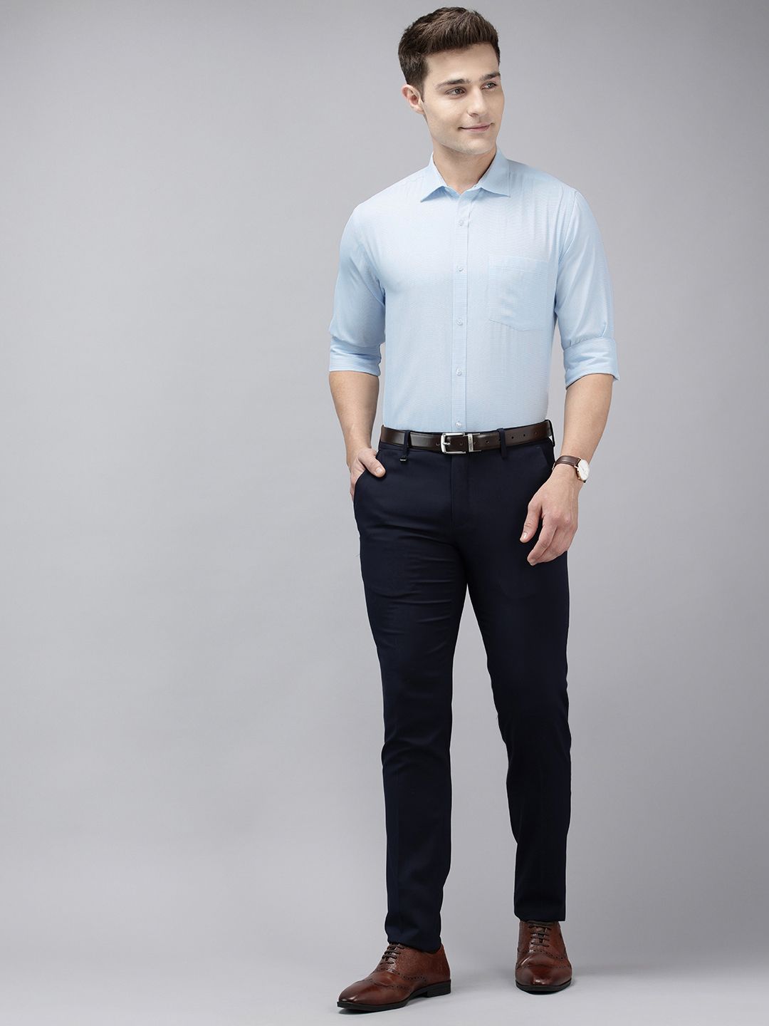 Park Avenue Slim Fit Self Design Textured Opaque Formal Shirt