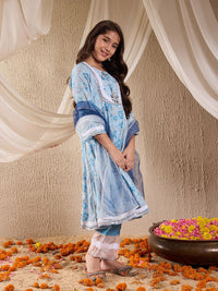 pspeaches Girls Floral Embroidered Empire Gotta Patti Kurta with Pyjamas & With Dupatta