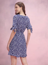 DressBerry Floral Print Ruffle Detail A-Line  Dress