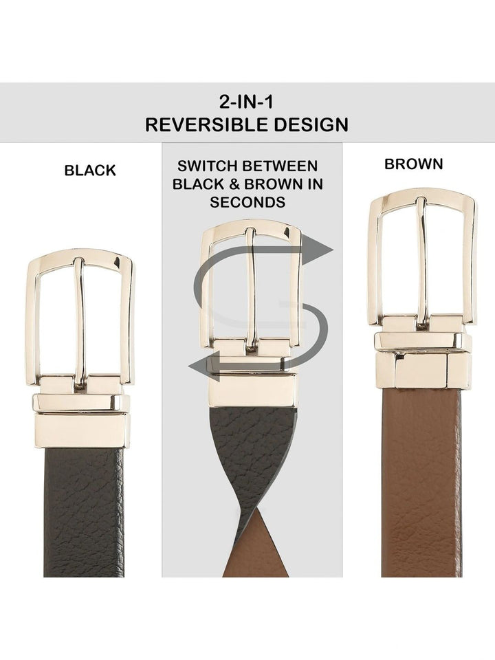 Teakwood Leathers Men Textured Leather Reversible Belt