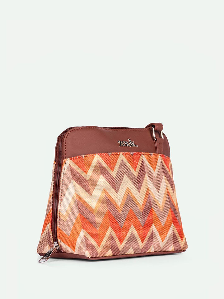 ZOUK Geometric Printed Structured Sling Bag
