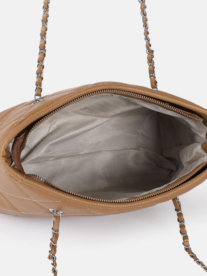DressBerry Textured Structured Shoulder Bag with Quilted