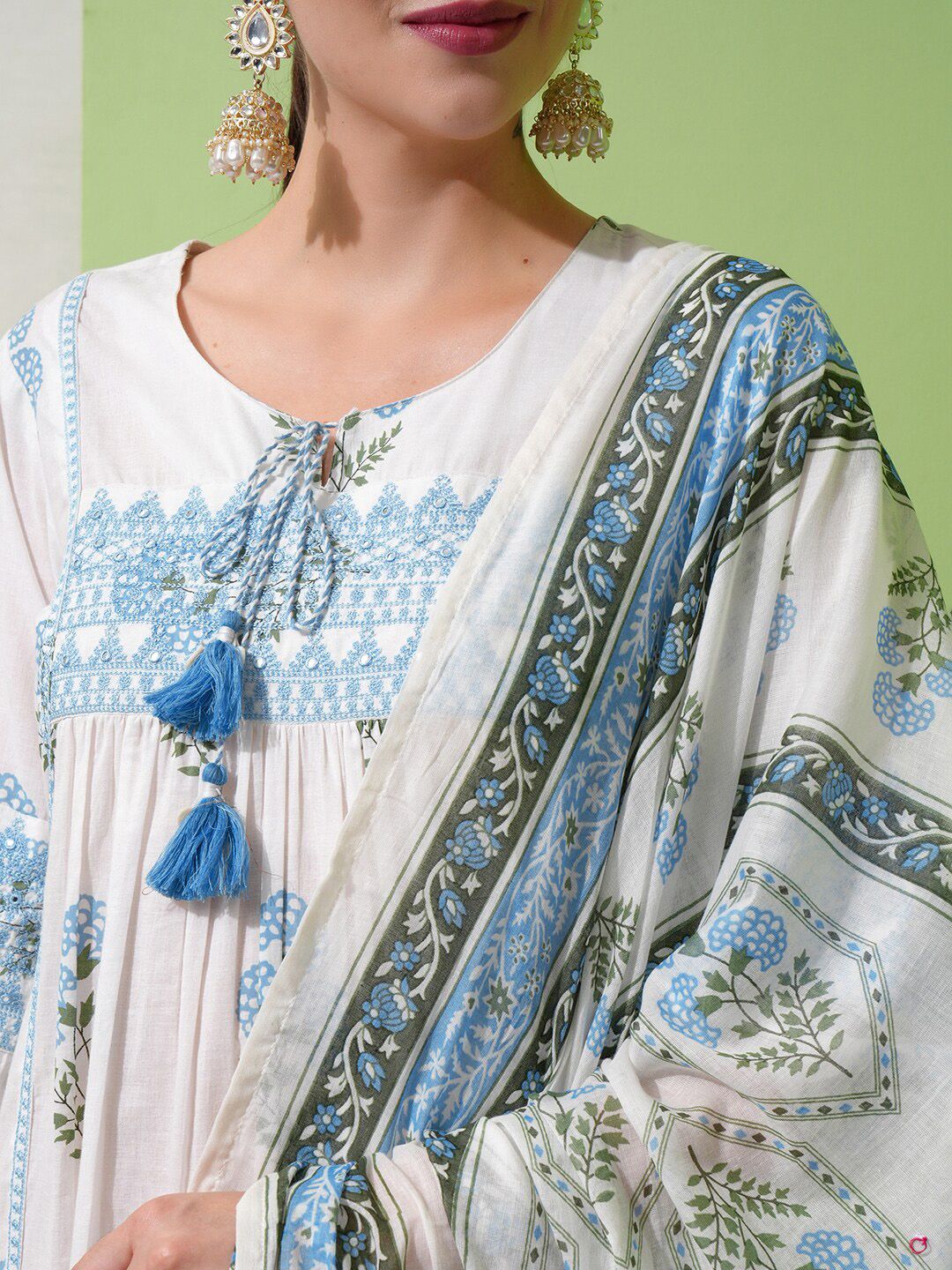 Vishudh Floral Printed Regular Pure Cotton Kurta with Trouser & Dupatta