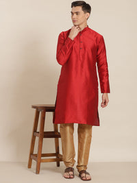 SOJANYA Kurta Rekaan Tenunan Merah Lelaki