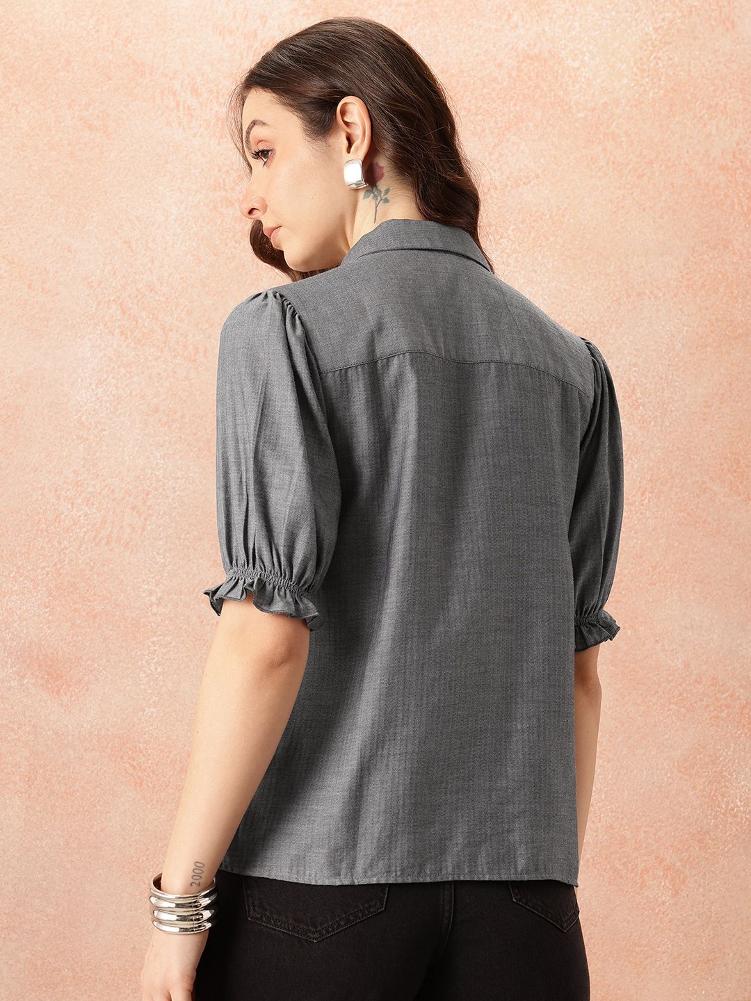all about you Puff Sleeves Casual Shirt