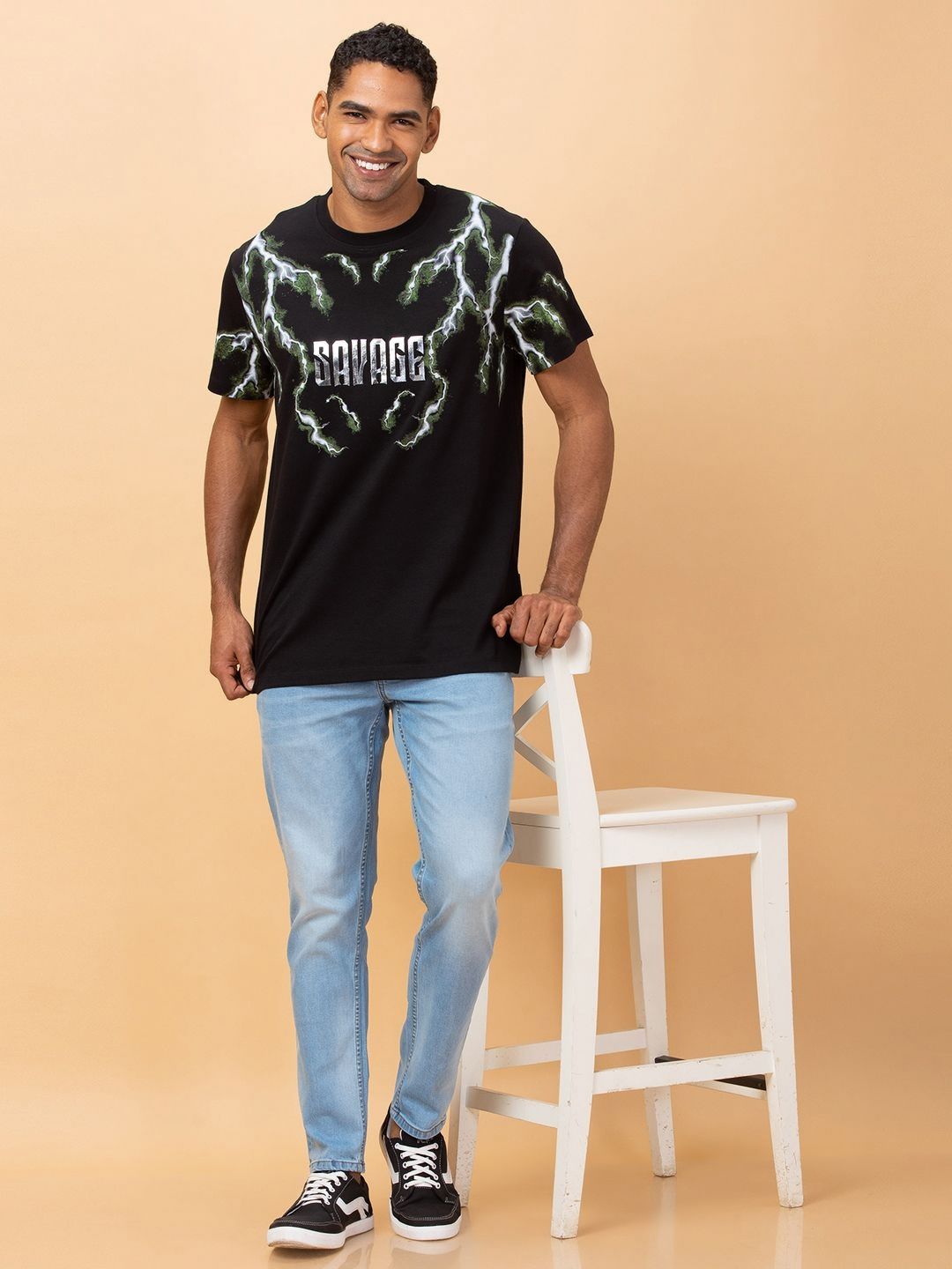 Being Human Men Typography Printed Pockets T-shirt