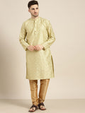 SOJANYA Men Green & Gold-Toned Floral Kurta