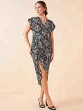 Antheaa Black Ethnic Motifs Printed V-Neck Sheath Midi Dress