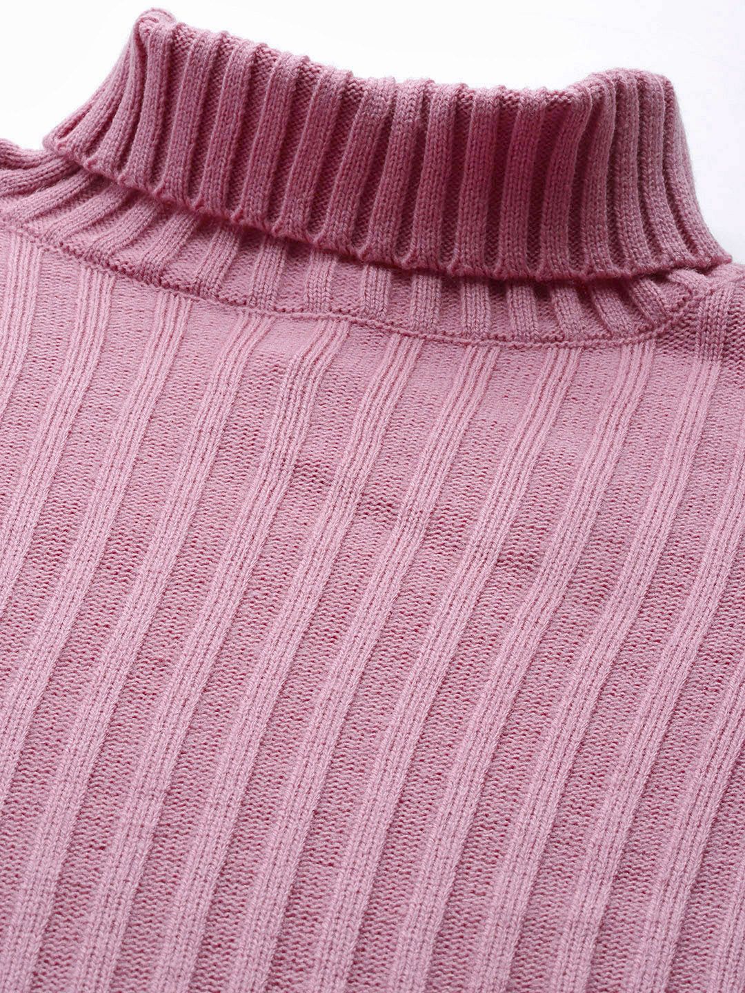 DressBerry High Neck Self Striped Pullover
