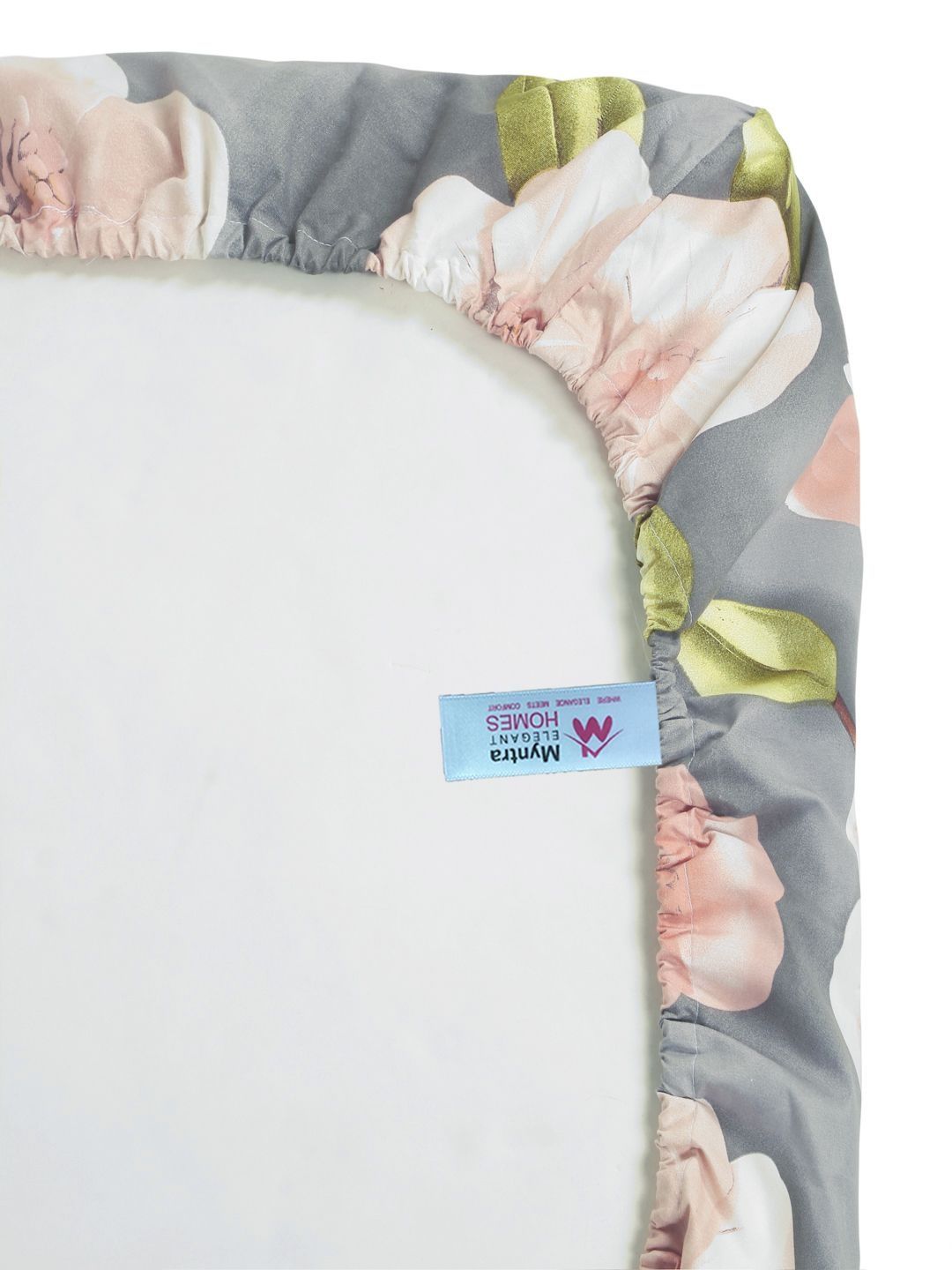 Myntra Elegant Grey Floral 300 TC King 7D Bedsheet with 2 Pillow Covers