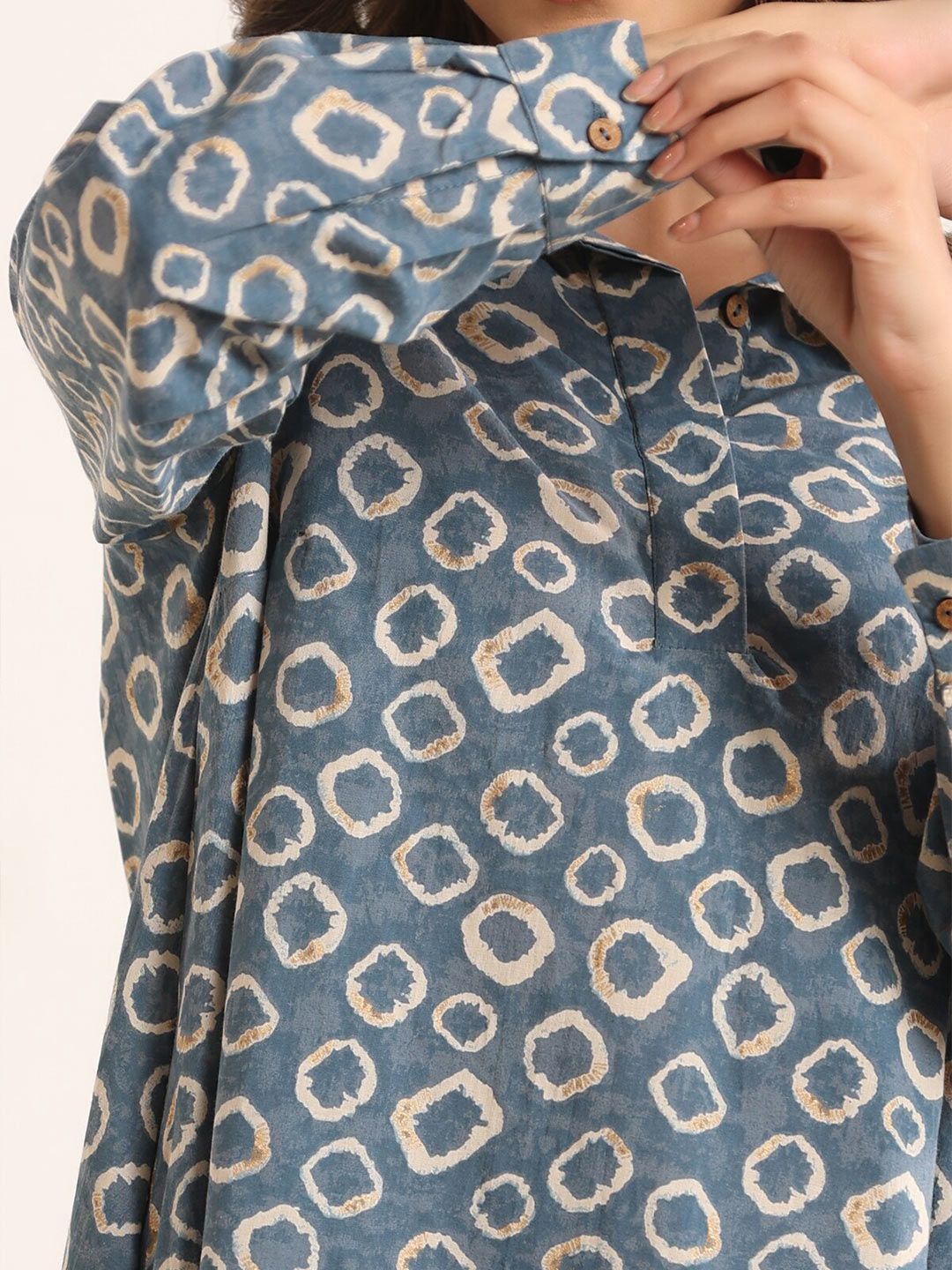 SANSKRUTIHOMES Geometric Printed Pure Cotton Kaftan Nightdress